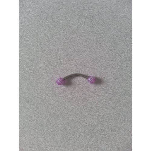 Piercing Arcade Violet & Blanc Avec Le Bout Un Petit Rond Blanc.