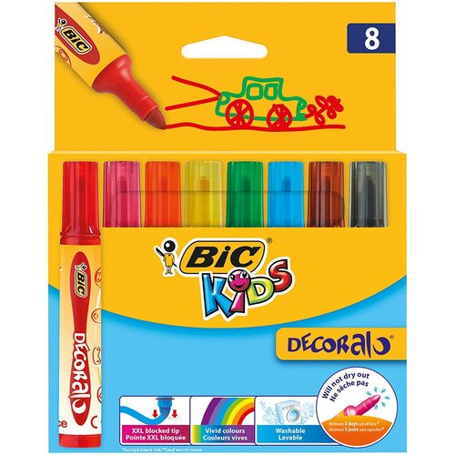 Bic Pack 8 Feutre Coloriage Deoralo Corps Et Pointe Extra-Large Encre Lavable Assortis