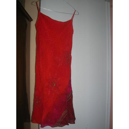 Robe René Derhy Doublée À Bretelles Viscose Taille S Rouge