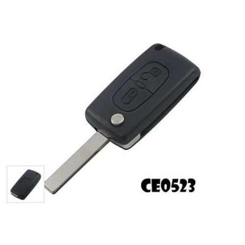 Coque Cle Telecommande Plip Peugeot 308 - 807 - 5008 - Bipper - Partner - Expert Tepee 2 Boutons Ce0523 + Cle Vierge Avec Rainure
