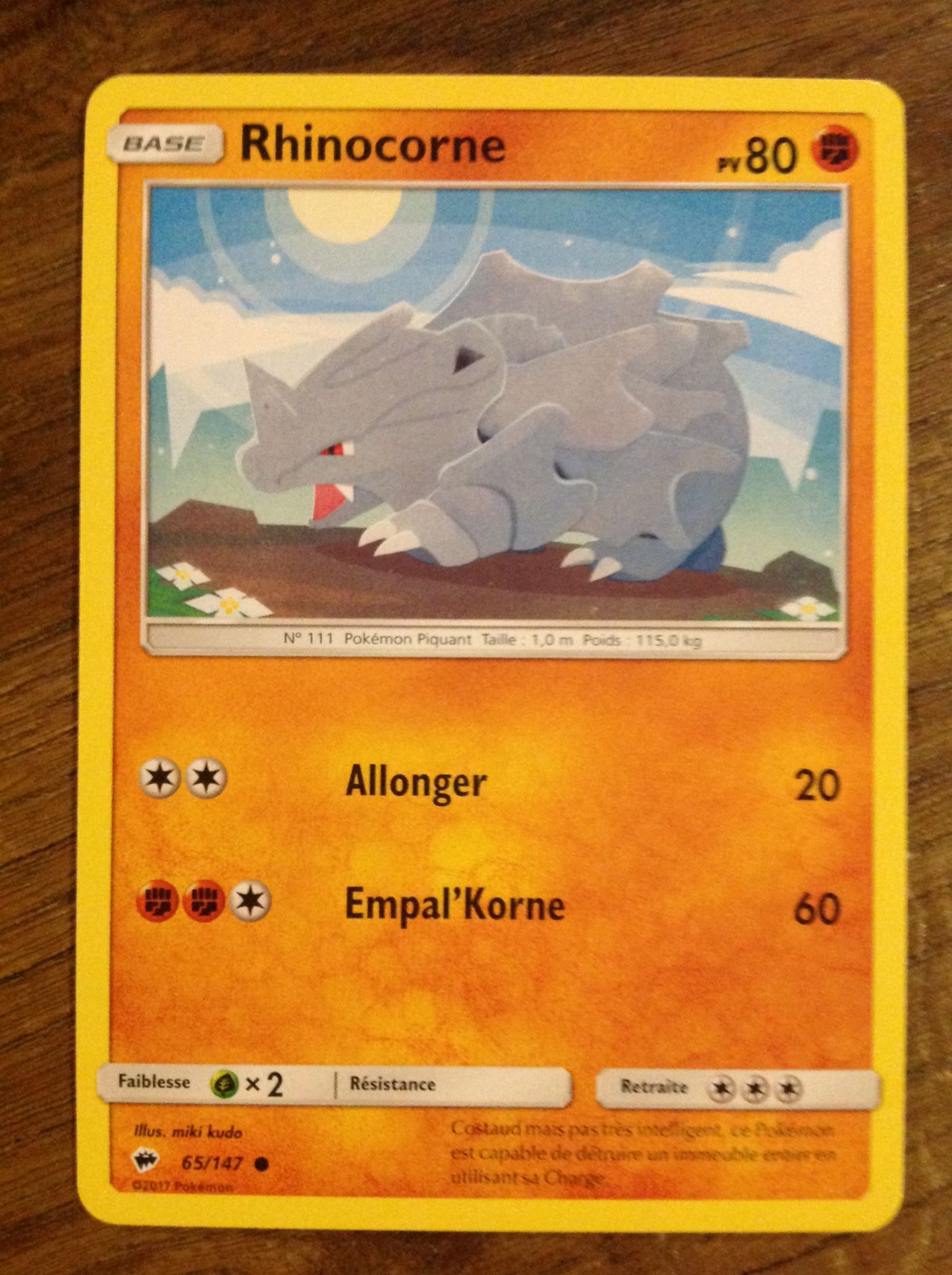 Carte Pokémon - Rhinocorne - 65/147 - Ombres Ardentes