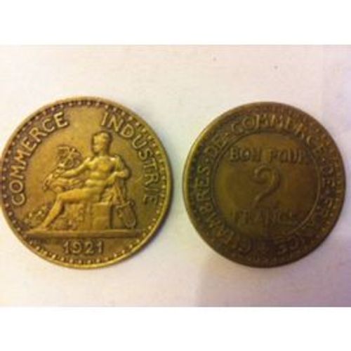 Pièce De Monnaie Bon Pour 2 Francs Commerce Industrie De 1921