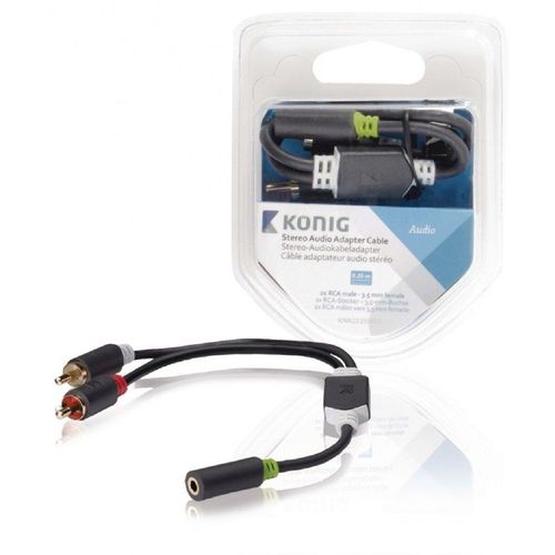 König - Adaptateur audio - mini-phone stereo 3.5 mm femelle pour RCA x 2 mâle - 20 cm - gris, anthracite