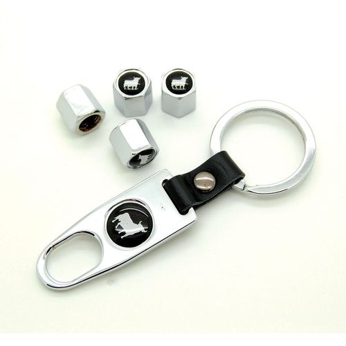 Lot de 4 bouchons de valves chrome avec logo régionaux et porte clé Taureau Espagnol