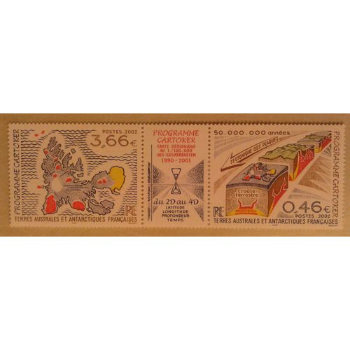 Timbres France Taaf 2002 Yvert Et Tellier N°336-337 Bloc Avec Vignette Cartoker Neuf** Gomme Intacte Terres Australes Et Antarctiques Françaises