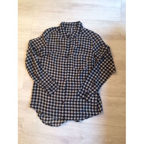 Chemise Stradivarius Polyester S Carreaux Noir Blanc