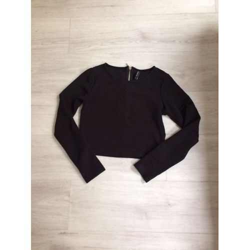 Top Court À Manches Longues Stradivarius Polyester Noir T S
