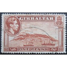 Gibraltar N°103b Dentelé 14 Oblitéré