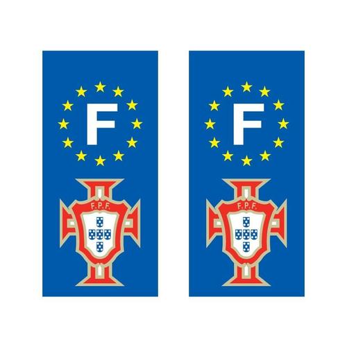 Lot De 2 Sticker Plaque Immatriculation Adhésif Autocollant Logo Marque Voiture Portugal Fpf