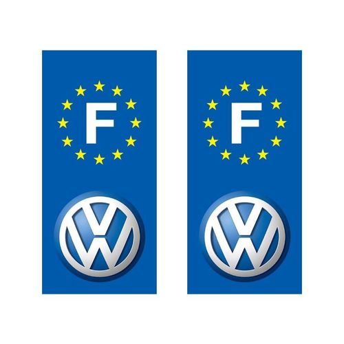Lot De 2 Sticker Plaque Immatriculation Adhésif Autocollant Logo Marque Voiture Volkswagen