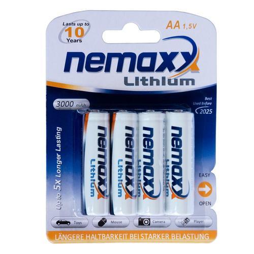 1x emballage-coque (4 piles) Nemaxx 1.5V AA batterie au lithium pour les détecteurs de fumée 10 ans durée de vie