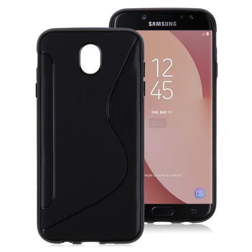 Coque Silicone Pour Samsung Galaxy J7 (2017) 5.5" Gel Motif S Au Dos - Noir