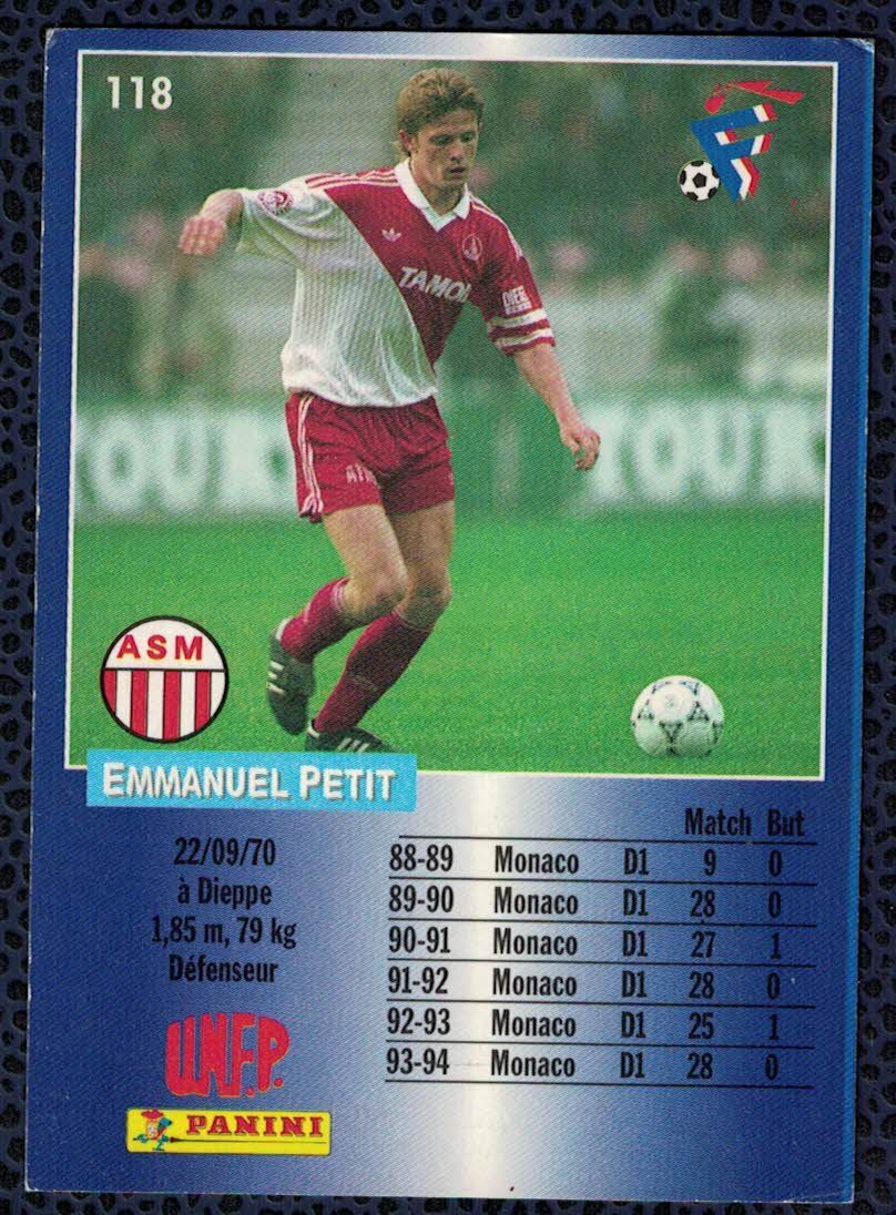 Cromos De Deportes Cromos De Futbol Cromos 118 Emmanuel Petit As Monaco Carte Panini Football Card 1995