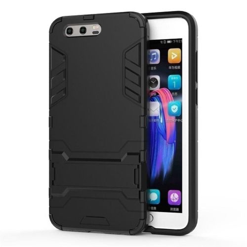 Huawei Honor 9 Coque, Saturcase Hybride 2 En 1 [Pc & Silicone] Double Couche Pare-Chocs Protecteur Arrière Coque Housse Étui Avec Béquille Pour Huawei Honor 9 (Noir)