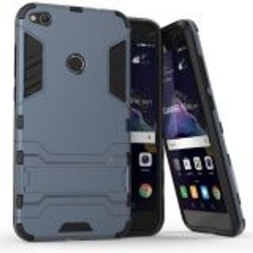 Huawei P8 Lite (2017) Coque, Saturcase Hybride 2 En 1 [Pc & Silicone] Double Couche Pare-Chocs Protecteur Coque Housse Étui Avec Béquille Pour Huawei P8 Lite (2017) (Bleu Marine)