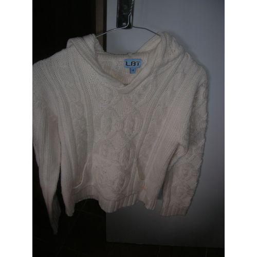 Pull Lbt À Capuche Manches Longues Acrylique 14 Ans Blanc Cassé