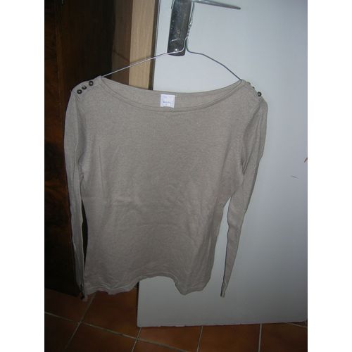 Pull Camaïeu Manches Longues Microfibre 40 Gris Clair