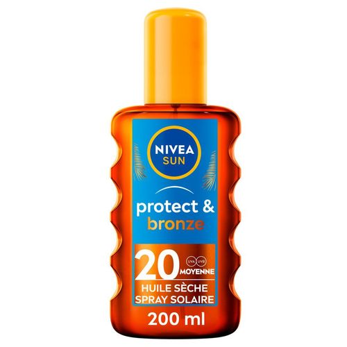 Pack De 2 - Nivea Sun - Protection Solaire Spray Huile Sèche Fps 20 Protect & Bronze 200ml 