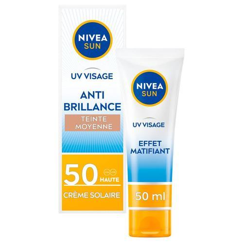 Pack De 2 - Protection Solaire Uv Visage Nivea Sun Fps 50 Anti-Brillance Teintée 50ml 