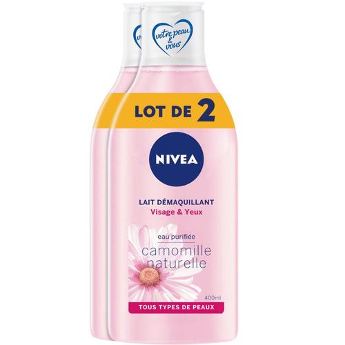 Pack De 3 - Lait Démaquillant Visage & Yeux Nivea Camomille Naturelle Lot 2x400ml 