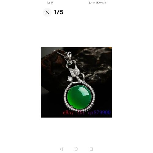 Pendentif Jade Vert Amulette Femmes Naturelles Bijoux Cristal Argent 925 Collier