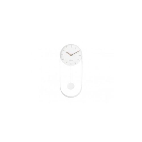 Horloge murale en métal blanc PENDULUM CHARM - KARLSSON - Ovale - Décoration murale - Scandinave - Moderne