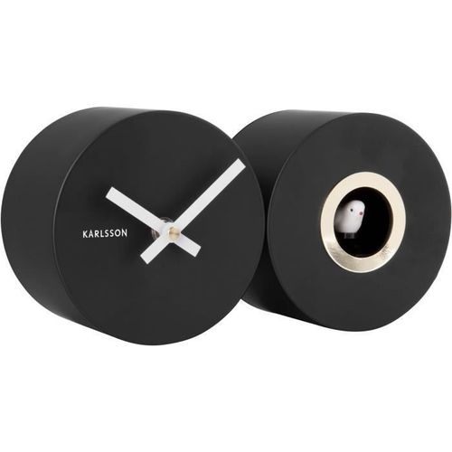 Réveil en métal mat Duo Cuckoo Noir
