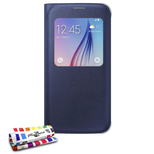 Flip Etui A Rabat Samsung Galaxy S6 Bleu Marine Clap Touch Folio