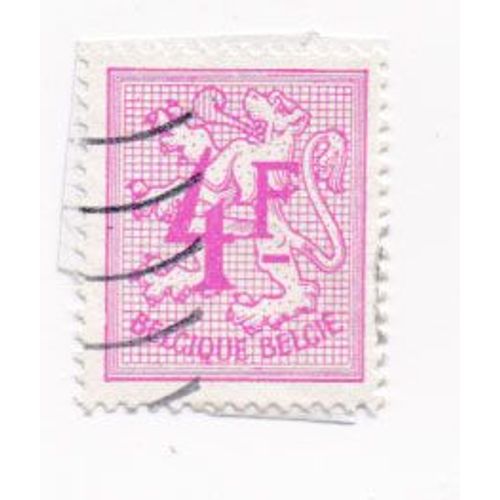 Timbre Belgique, België : Armoiries De La Belgique Couleur Vermillon, 4 Francs Belges