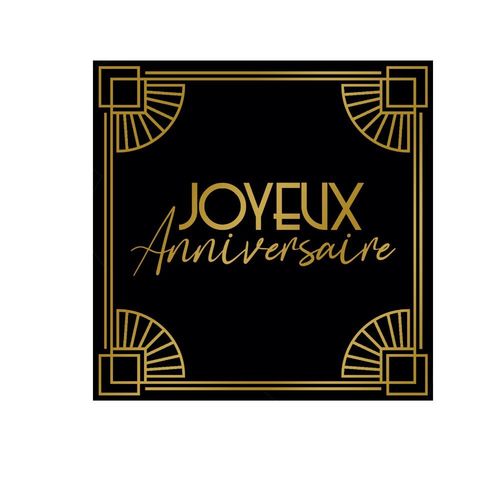 24 SERVIETTES PAPIER ANNIVERSAIRE GATSBY 33CM NOIR