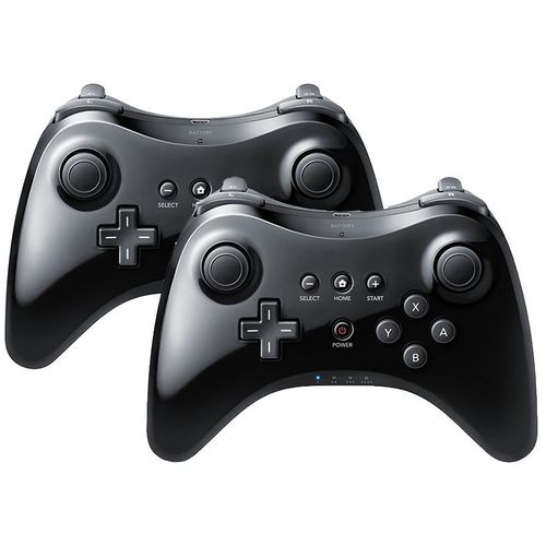 2pcs Manette De Jeu U Pro Sans Fil Bluetooth - Contrôleur Joystick De Jeux Pour Nintendo Wii U (Noir)