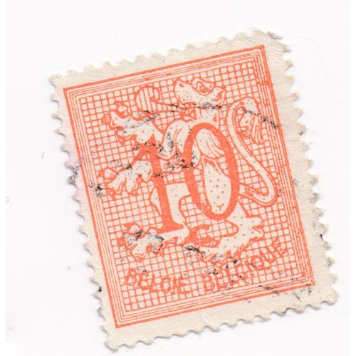 Timbre Belgique, België : Armoiries De Belgique Orange, 10 Centimes Belges