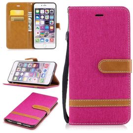Apple Iphone 6 Plus / 6s Plus 5.5" Coque, Saturcase Premium Jeans Style Denim Et Pu Cuir Magnétique Flip Portefeuille Support Porte-Carte Protecteur Case Cover Coque Housse Étui Avec Dragonne Pour Apple Iphone 6 Plus / 6s Plus 5.5" (Rose)