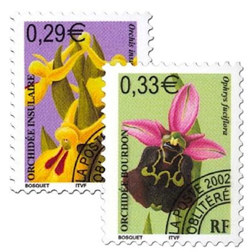 Orchidées (1) : Insulaire Et Bourbon La Paire Année 2002 Timbres Préoblitérés N° 244 245 Yvert Et Tellier Luxe