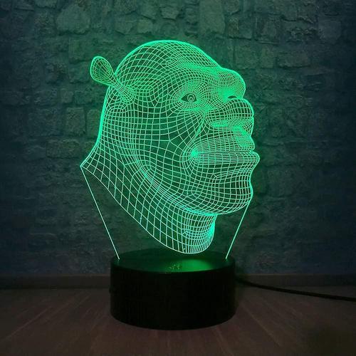 Shxx Lampe 3d Shrek Led Table Veilleuse Illusion Atmosphère Luminaire Avec Capteur Tactile À Distance Lumière Comme Bébé Dormir Lampe De Chevet Enfants Anniversaire