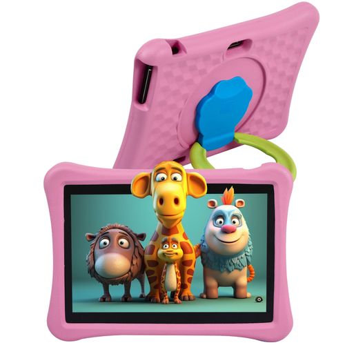 Tablette pour Enfant, Veidoo 10 Pouces Tablet Pc, 4Go RAM 64Go de Stockage, Eva Housse Amortisseur, App éducative Préinstallée (Rose)