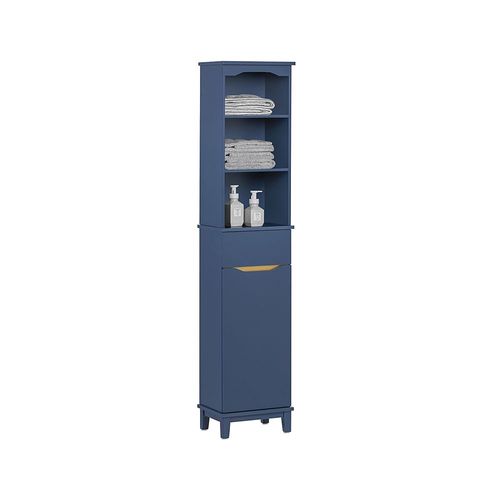 Sobuy Meuble Colonne De Salle De Bain, Armoire Haute, Étagère De Rangement, Placard De Rangement, Colonne De Rangement Pour Salon, Salle De Bain, Chambre, Bleu Foncé, 35x30x170 Cm, Bzr112-B