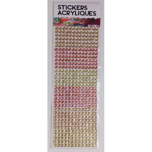 Strass Autocollant Jaune Et Rose Dégradé Carré