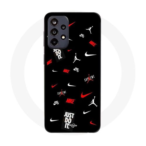 Coque Samsung Galaxy A52 5g Nike Jordan Blanc Rouge Fond Noir