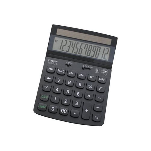 Citizen ECC-310 - Calculatrice de bureau - 12 chiffres - panneau solaire - noir