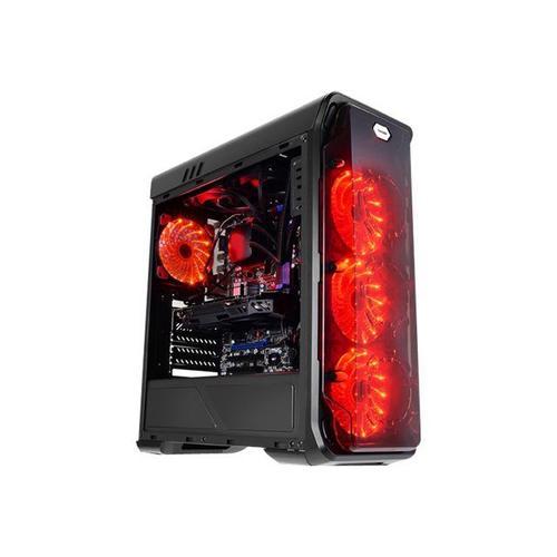 LC Power Gaming 988B Red Typhoon - Tour - ATX - panneau latéral fenêtré (acrylique) - pas d'alimentation - noir, noir transparent - USB/Audio