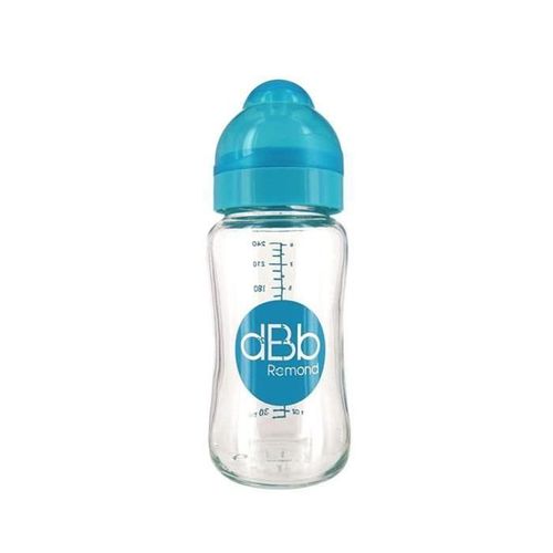 Dbb Remond Biberon Lo Verre 240 Ml Tétine Silicone 0-4 Mois - System Turquoise Translucide - S/Bte