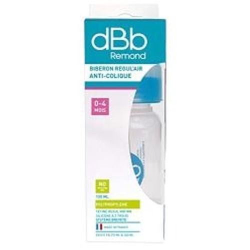 Dbb Remond Biberon Polypropylene Clear 120 Ml " Regul'air " Tétine Non Silicone - System Bleu Translucide - S/Bte