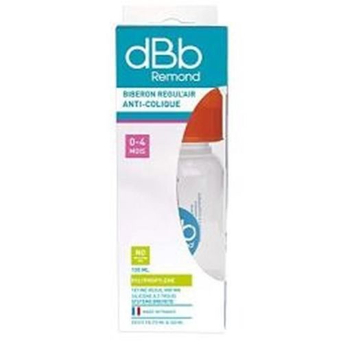Dbb Remond Biberon Polypropylene Clear 120 Ml " Regul'air " Tétine Non Silicone - System Orange Translucide - S/Bte