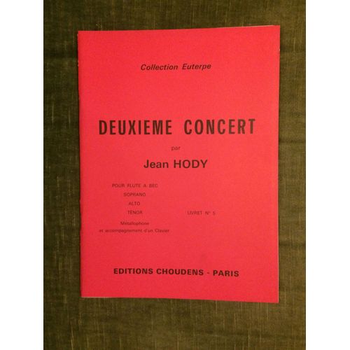 Jean Hody - Deuxième Concert Pour Flûte A Bec Livret N°5 Partition Édition Choudens