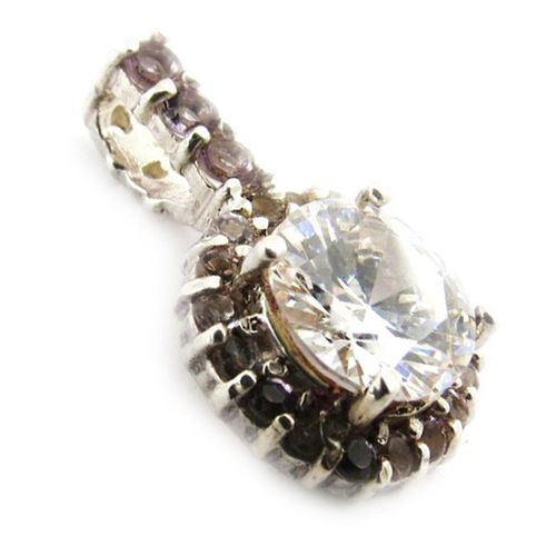 Pendentif Argent "Celestina" Violet Blanc