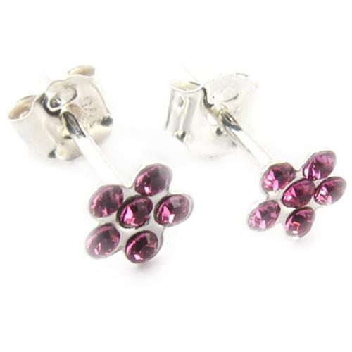 Boucles Argent "Flora" Rose