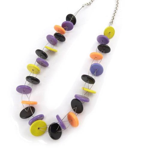 Collier Créateur "Coloriage" Violet Orange Jaune