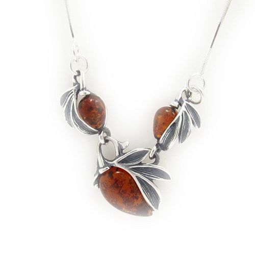 Collier Argent "Inspiration" Ambre