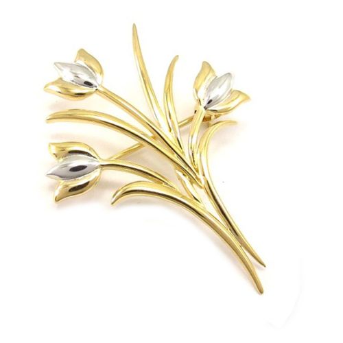 Promo -20%, Altesse [K4600] - Broche Plaqué Or &#34tulipes&#34